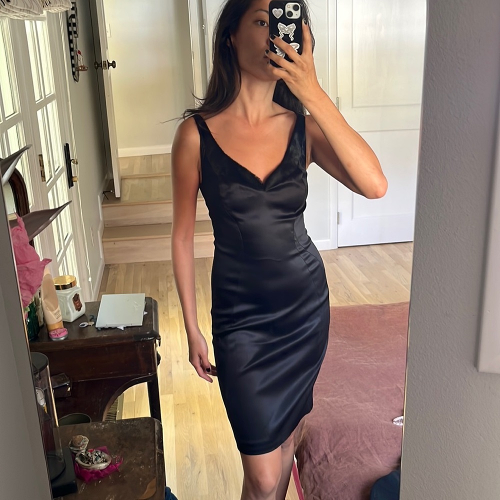 Figure flattering black evening dress